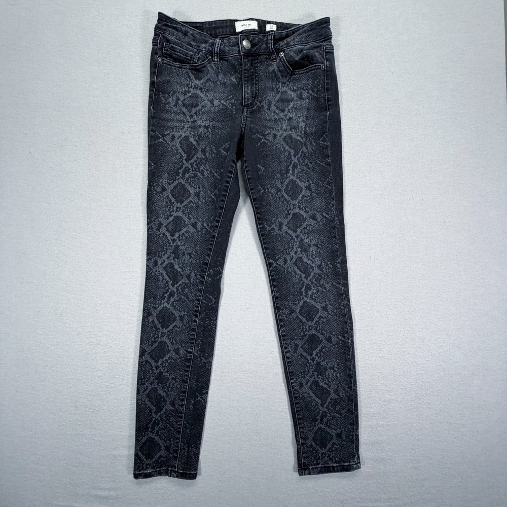 Miss Me Skinny Jeans Womens 27 Black Excellent‎ Python Snake Print